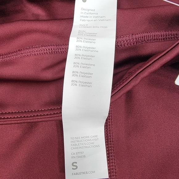 NEW Fabletics High Waisted Statement Powerlite 2.0 Women’s S/6 Leggings Burgundy - Picture 5 of 10